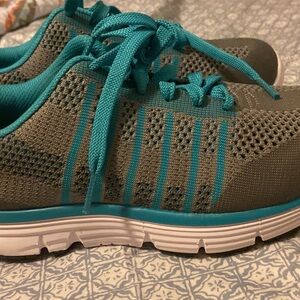 Teal and Gray Athletic Shoes